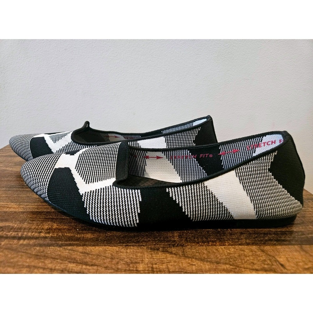Skechers Cleo Bewitched Black White Knit Air-Cooled Memory Foam‎ Flats Size 8